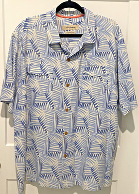 Tommy Bahama (Men's XLG.) Orig.Fit Blue/White Short Sleeve Btn. Dwn. Shirt - EUC