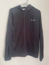 Columbia Men  s Hooded Running Jacket, Black Lightweight, Size Medium