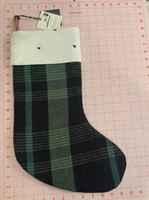 Hearth and Hand Green Plaid Holiday Stocking New with Tags