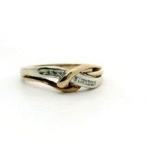 9ct Yellow Gold Ring Diamond 0.10ct Stones Size Q London Hallmarked 3.1g