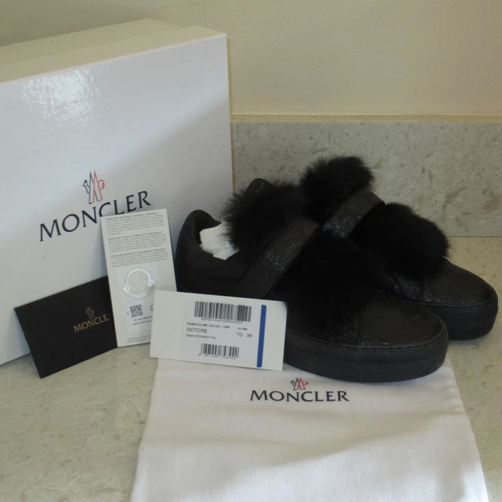 Moncler — Moncler Victoire Black Shimmer Leather Fur Sneakers Trainers Running Shoes 36 6