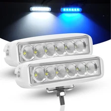 WFPOWER Boat Light 2 Pack, Blue and White Color 2 Mode LED Marine Spotlights ...