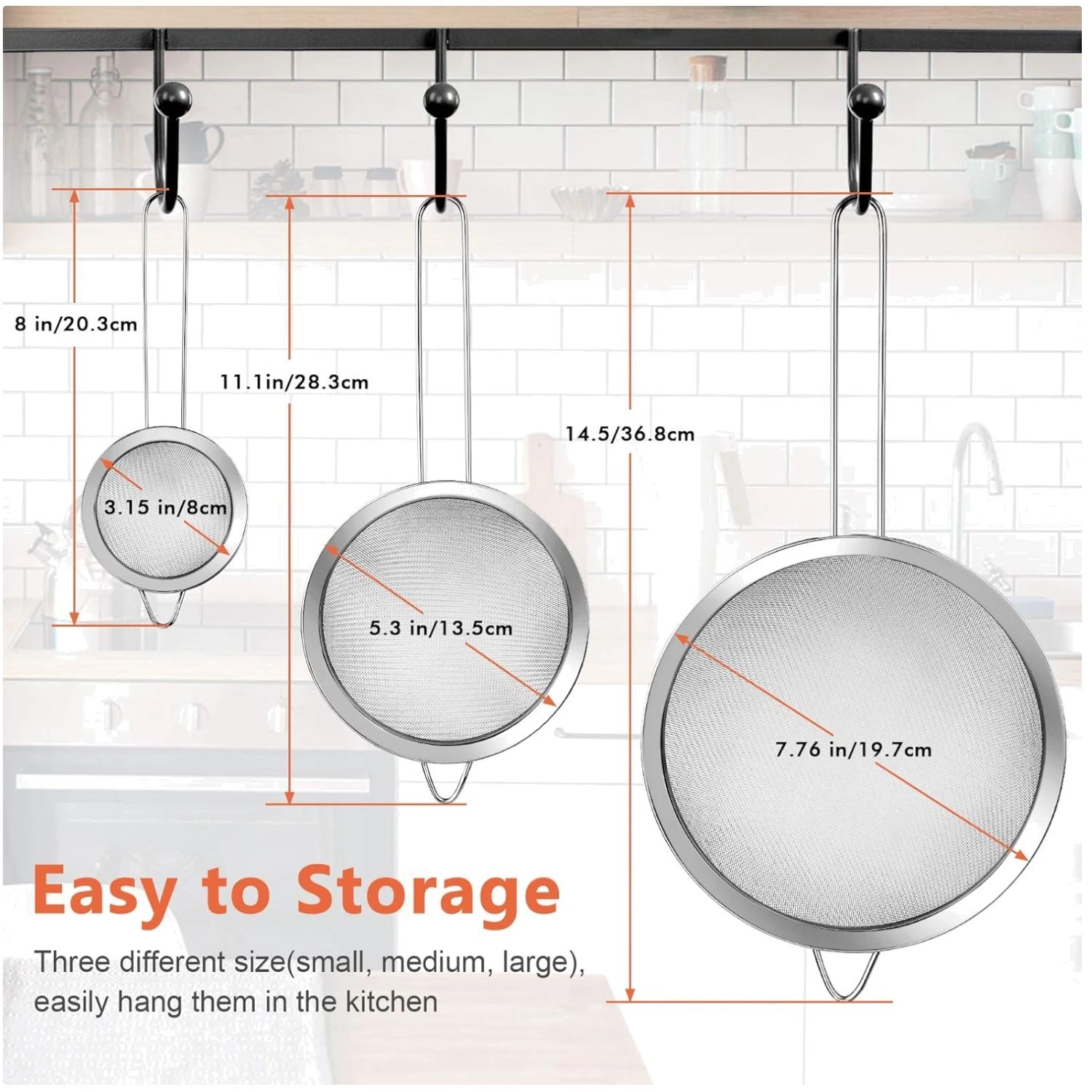 3Pcs Super Wire Mesh Strainers for Kitchen