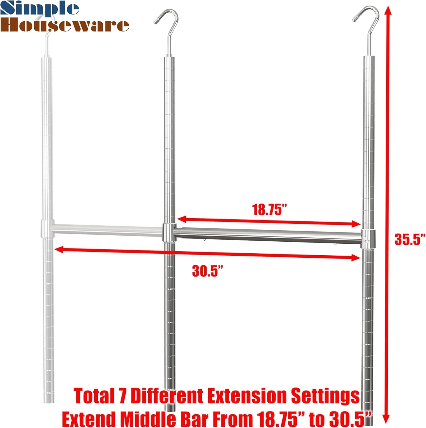 Adjustable Closet Hanging Rod, Chrome