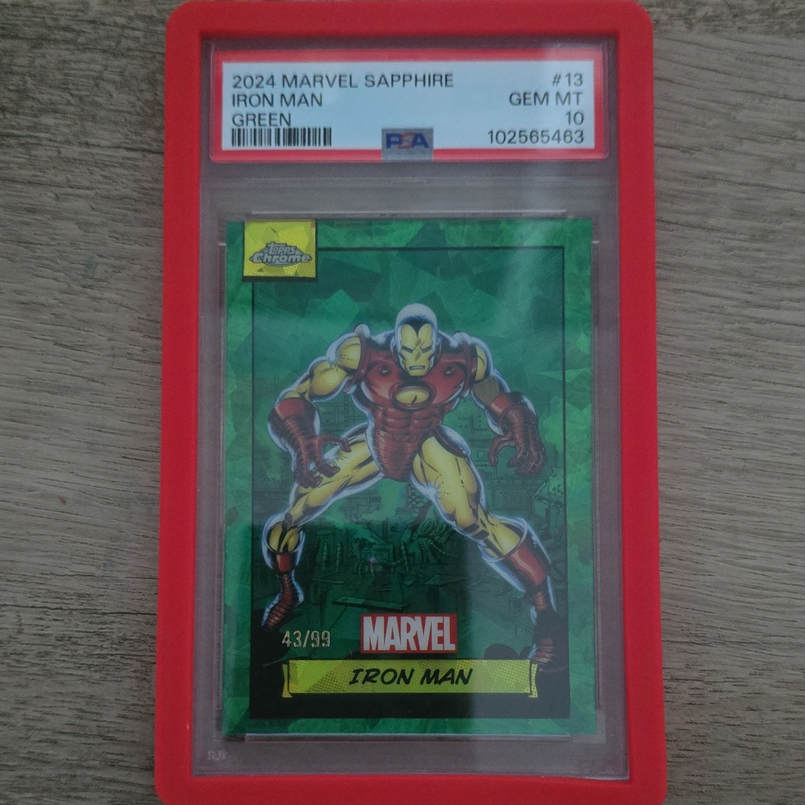 2024 Topps Chrome Sapphire Iron Man Green Parallel #13 PSA 10 43/99