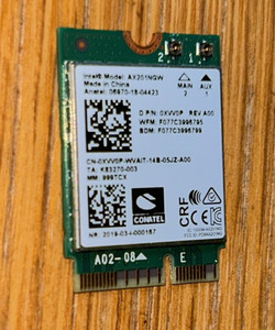 Intel AX201NGW Dual-Band WiFi 6 + Bluetooth Adapter Laptop WLAN Karte