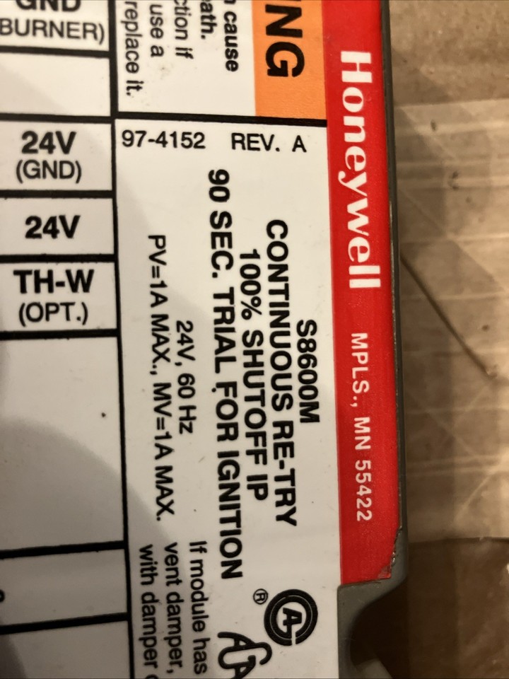 Honeywell S8600M Ignition Control Module Continuous Re-Try | eBay
