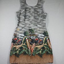 VTG KY's Hawaiian Made n Hawaii L Multicolor Surfboard Motorcycle Summer Dress