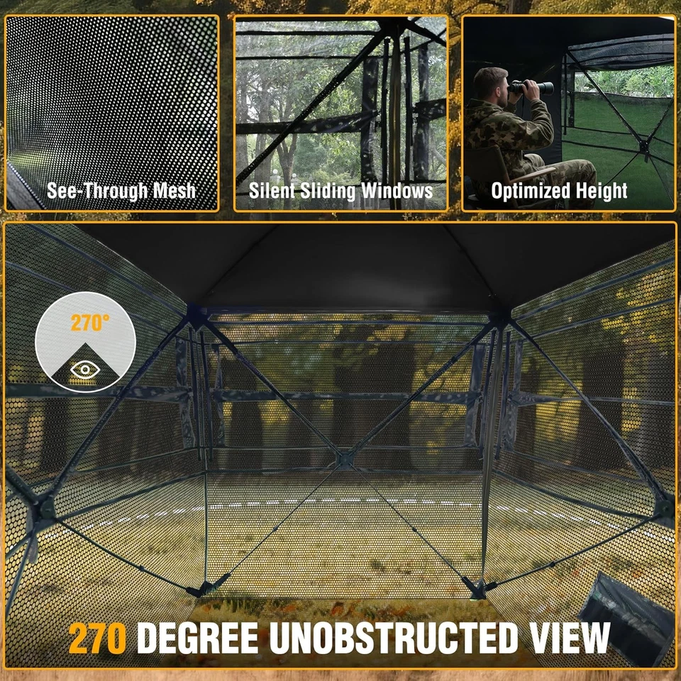 FLISSA Hunting Blind See-Through Fully Opening Door 270° Ground Tents 2-3 Person - Image 3 of 4
