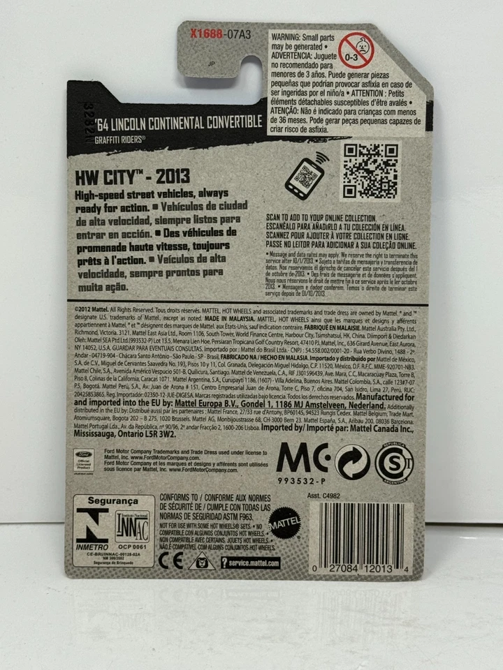 Литой кабриолет Lincoln Continental 1964 Treasure Hunt City масштаб 1:64 от Hot Wheels - Изображение 3 из 4