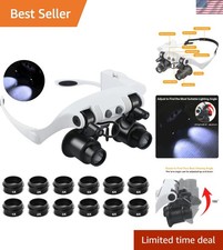 Hands Free Head Magnifying Glasses, Magnifier with Light, 1X, 2X, 3X, 5X, 6X,...