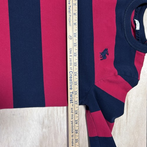Abercrombie Fitch Camicia Blu Rosso Riga Manica Lunga Girocollo Alce Muscolo Uomo S - Foto 6 di 8
