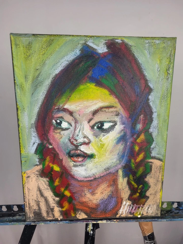 Ölbild Abstrakt Modern Art Alexander Diener Kunst Unikat Wandbild Gesicht Bunt - Bild 4 von 4