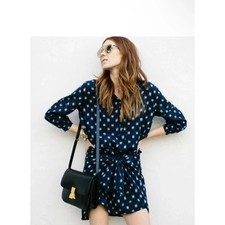 ULLA JOHNSON Corsica Mini Dress Navy Blue Ikat Print Sz 2