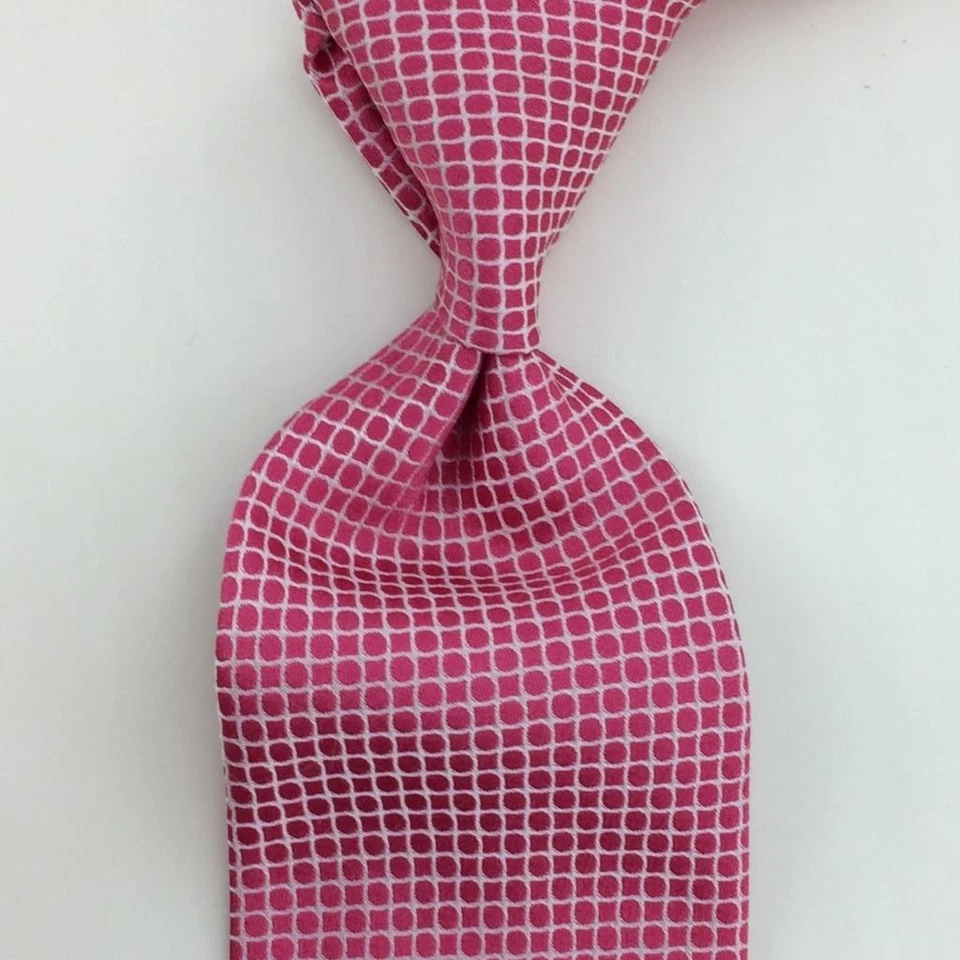 Галстук Luigi Borrelli Tie Италия Розовый Белый Сетка/Сетка Семикратный Галстук Роскошный Шелковый L3 - Изображение 2 из 4