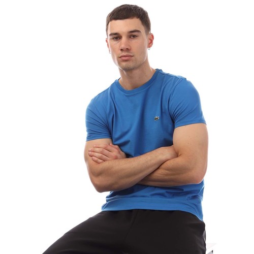 Men's Lacoste Cotton Pima T-Shirt in Blue - Picture 4 of 4
