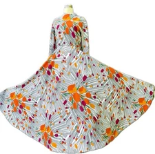 Geoffrey Beene 1970s Abstract Floral Psych Acid Print Full Skirt Statement Dress