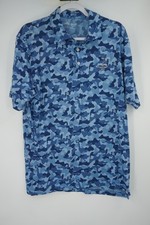 Peter Millar Seaside Golf Polo Shirt Men's Large Blue Camouflage Pinehurst 1895