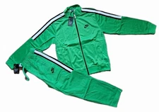  Nike Track Suit Mens Full Zip Jacket Pants Zip Pockets Green Large. New