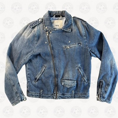 Zara Man 1975 Distressed Denim Jacket Medium Men s Biker Style Super Cool Med M 