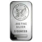 5 oz Silver Bar .999 Fine Sunshine Mint  Sealed In Plastic. Not actual bar pic