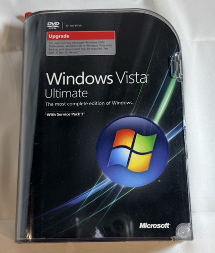 Microsoft Windows Vista Ultimate Upgrade 32/64-Bit 2 Disc Set w/ Key & Book