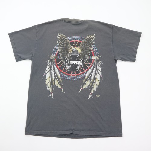 Vintage Y2K Choppers T-Shirt Uomo Grigio Medio Aquila Acchiappasogni Grunge Biker - Foto 2 di 10