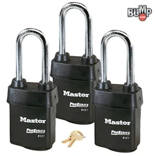 Master Lock- 3 High Security Pro Series Padlocks 6121NKALJ w/BumpStop Technology