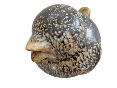 Ceramic Pottery Chubby Bird Figurine Speckle Glaze ''Str.Rot.'' 3''x4.5''