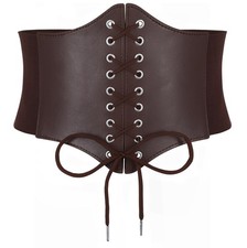 Black Corset Waist Belt Wide Elastic Tie Waspie Dresses 4.7inch