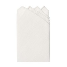 Linen Handrolled 15" x 15" Pocket Square Hanky - White