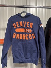 NEW Mens Small Champion NFL Denver Broncos Hoodie Classic Hooded Sweatshirt