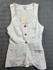 A New Day Vest Womens XS White Button Front S...