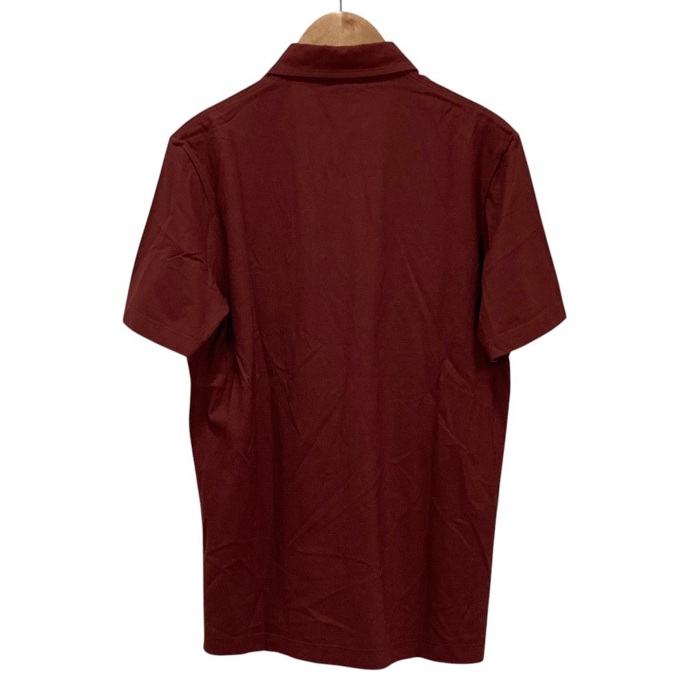 HERMES cotton knit short-sleeved polo shirt, size S, red mens USED