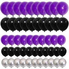 Purple Black Silver Balloon Garland Arch Kit - 121PCS Purple Black Balloons M...