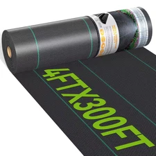4 Ft. X 300 Ft. Underlayment Gardening Ground Woven Weed Control Cloth Fabric 1-