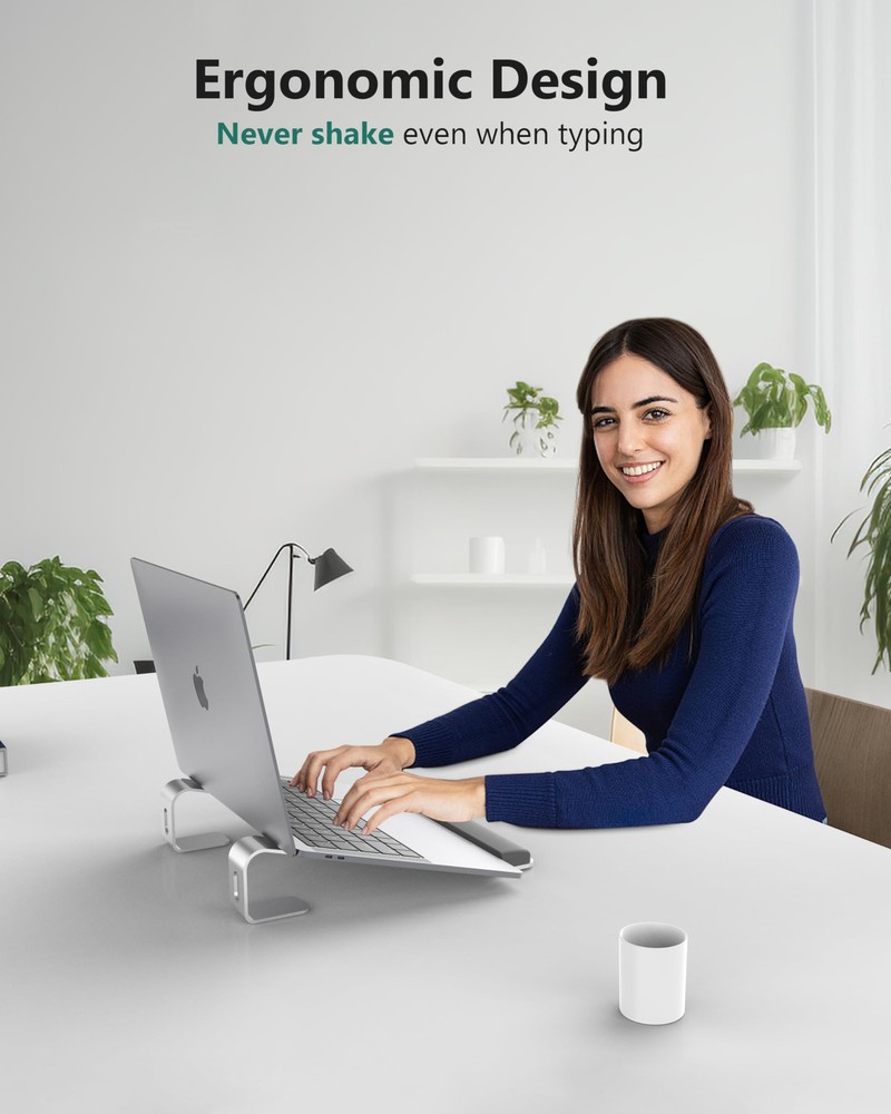 Adjustable Aluminum Laptop Stand with Detachable Wrist Rest for Desk Use