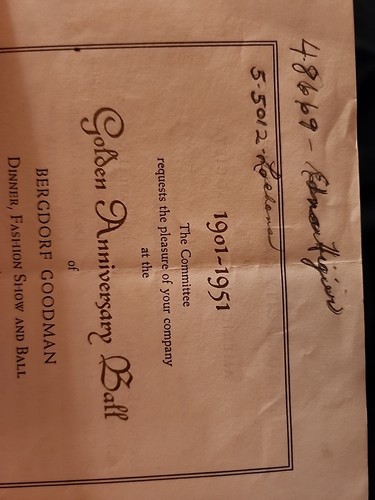 1951 INVITATION PROGRAM TO BERGDORF GOODMAN GOLDEN ANNIVERSARY BALL PLAZA HOTEL - Picture 2 of 15