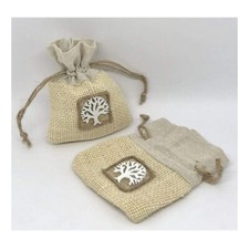 12 pz  sacchetto juta albero della vita 9x12 cm  bomboniera portaconfetti  ETM-C