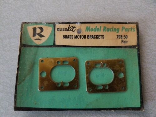 Russkit  Slot Car Brass Motor Brackets 1 Pair  NOS 1/32, 1/24 - Picture 1 of 3