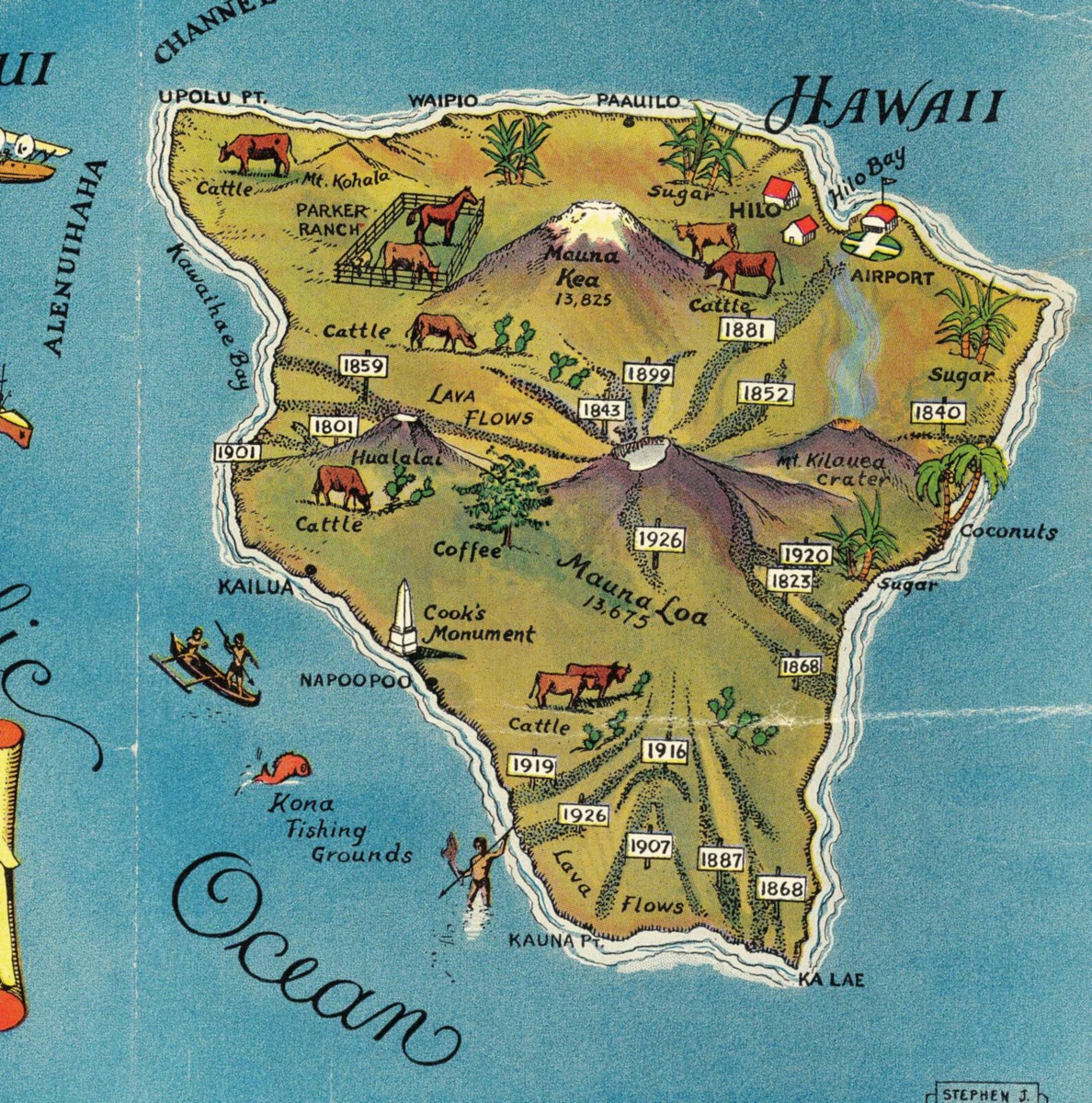 Pictorial Map of the Hawaiian Islands Wall Art Poster Print Hawaii