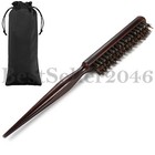 Pro Wooden Handle Hair Teasing Brush Three Row Natural Boar Bristle Hair Comb