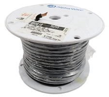 100' Alpha 460819 BK005 8AWG Stranded Bare Copper HookUp Wire Black PVC 600V NEW