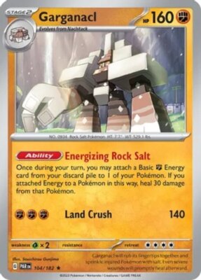 Pokemon Garganacl - 104/182 - Holo Rare NM-Mint Paradox Rift | eBay