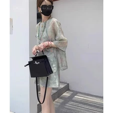 2025 New Chinese Style Women's Tang Green Top Luxury Shirts Shorts Two Piece Set