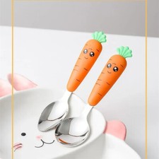 New Trending Children's Carrot Tableware Suit 304 Stainless Steel Tableware Baby