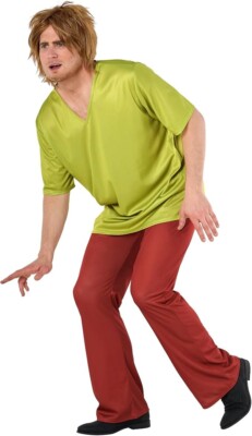Men`s Shaggy Costume Mystery Inc Norville Rogers Scooby Doo Detective Halloween