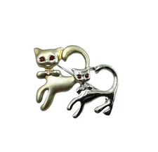 Chuns Super Cute Bow Tie Cats Brooch Pin Fashion Jewelry Rhinestone Silver Toned