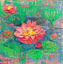 Water lilly painting Impressionism oil River painting Pond Painting Lily flowers