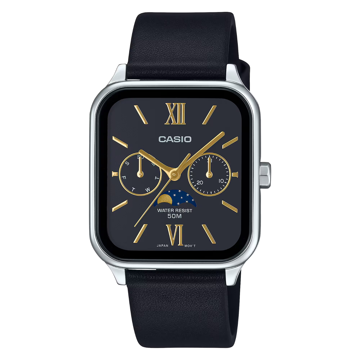 Casio Moonphase Quartz Leather Strap MTP-M305L-1A2VDF Apple Casio Moonphase Quartz Leather Strap MTP-M305L-1A2VDF Apple